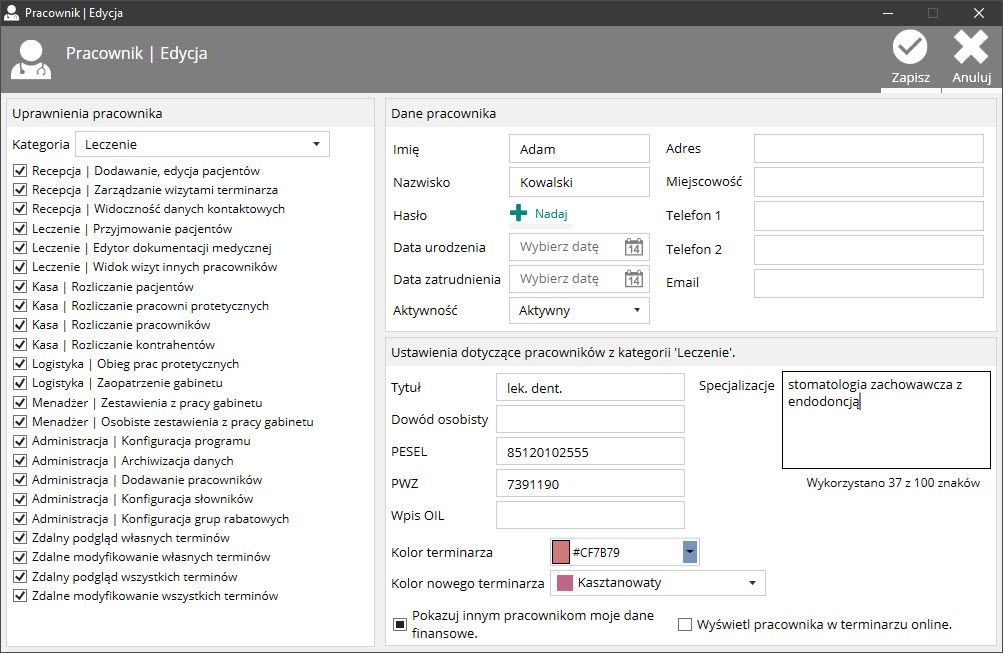 Panel zarządzania SmartDental